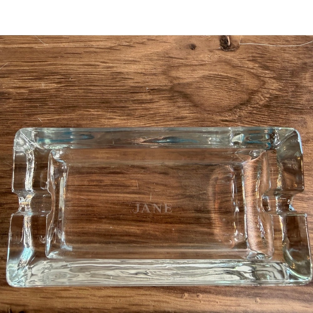 PPersonalized Glass Cigar Ashtray Trinket Tray Valet Dish‎ "JANE" Quality Glass